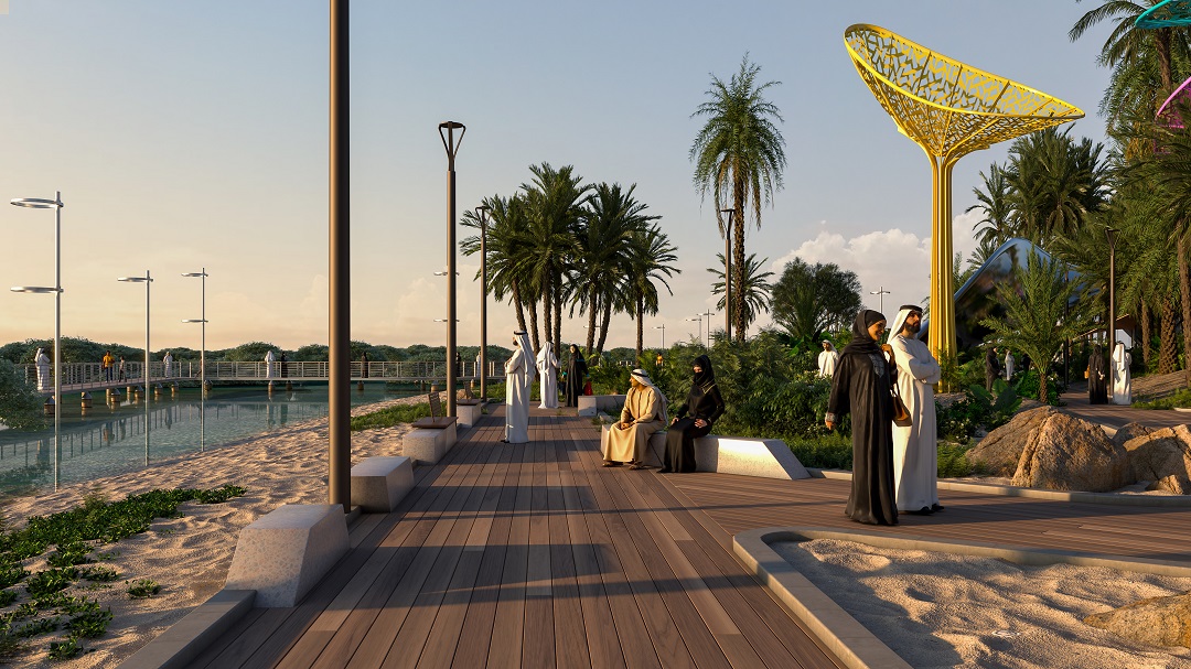 Garden pod structure adjacent to Saadiyat Lagoons villa and greenery