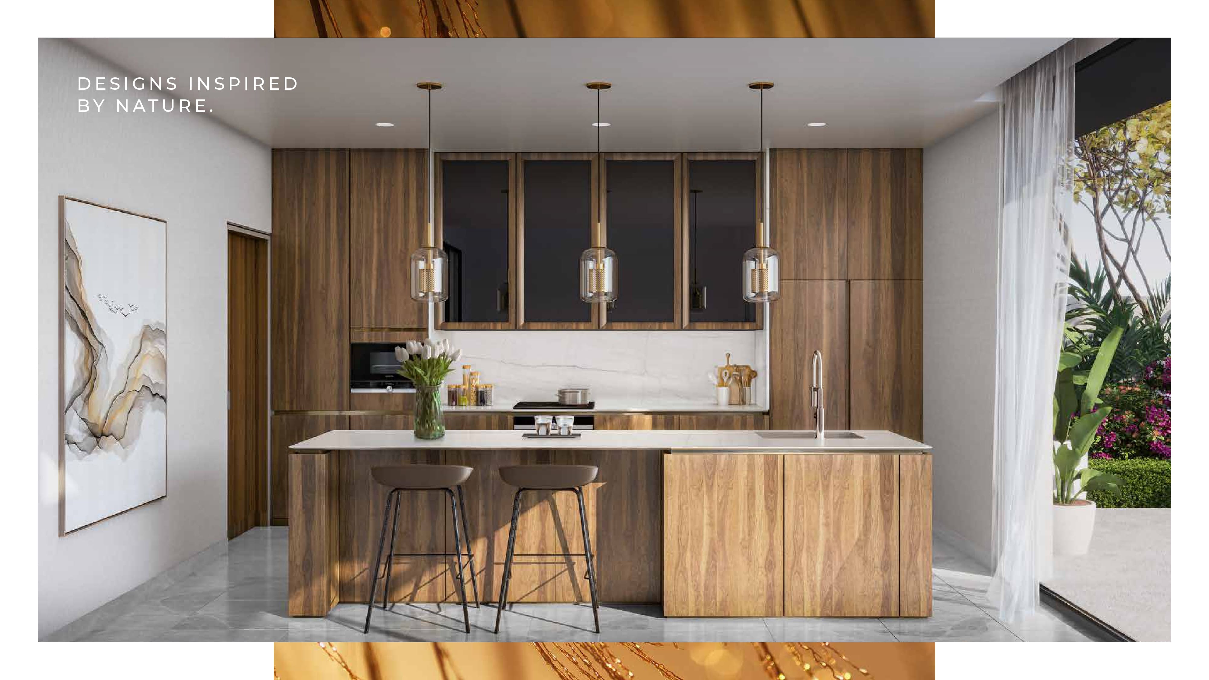 Show kitchen with modern cabinetry and appliances at Saadiyat Lagoons villa interior