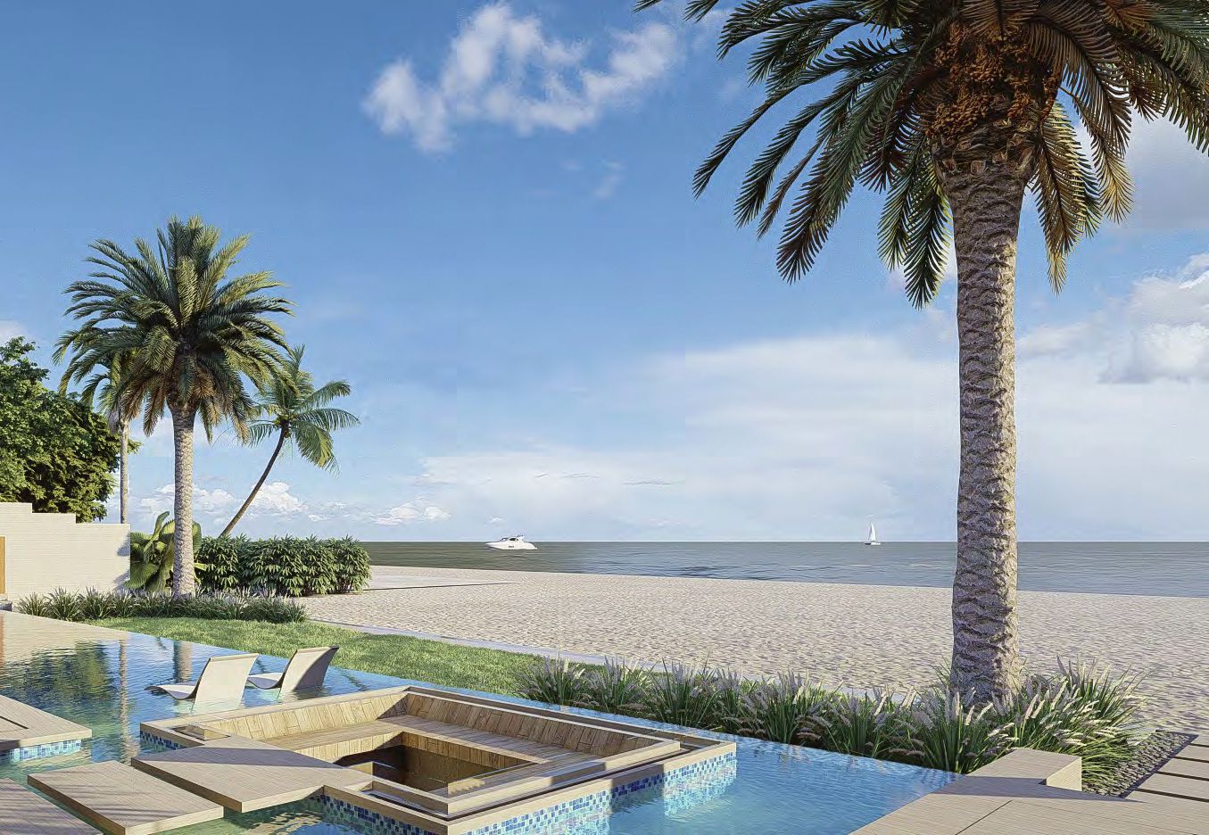 Murjan Al Saadiyat private villa with an infinity-edge pool, sun deck, and landscaped backyard