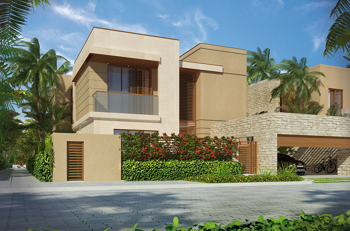 Contemporary villa exterior design in Hidd Al Saadiyat development