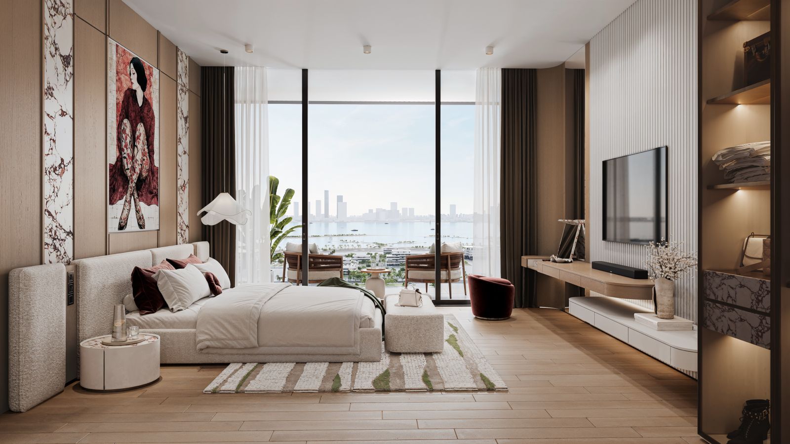 Sensi Saadiyat Island Abu Dhabi living space showcasing contemporary fit-outs, elegant lighting, and modern luxury interiors.